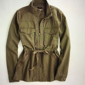 J Crew olive washed cotton utility military jacket